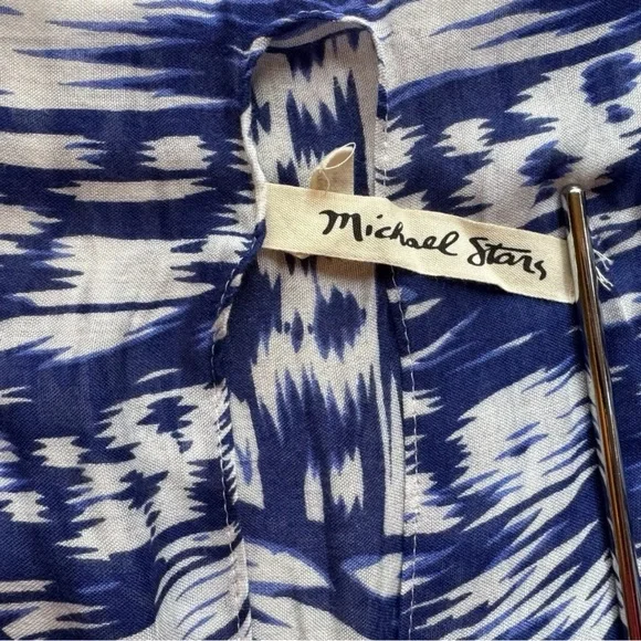 Michael Stars Blue & White Ikat Kimono / Wrap / Scarf – 100% Viscose - Picture 9 of 11